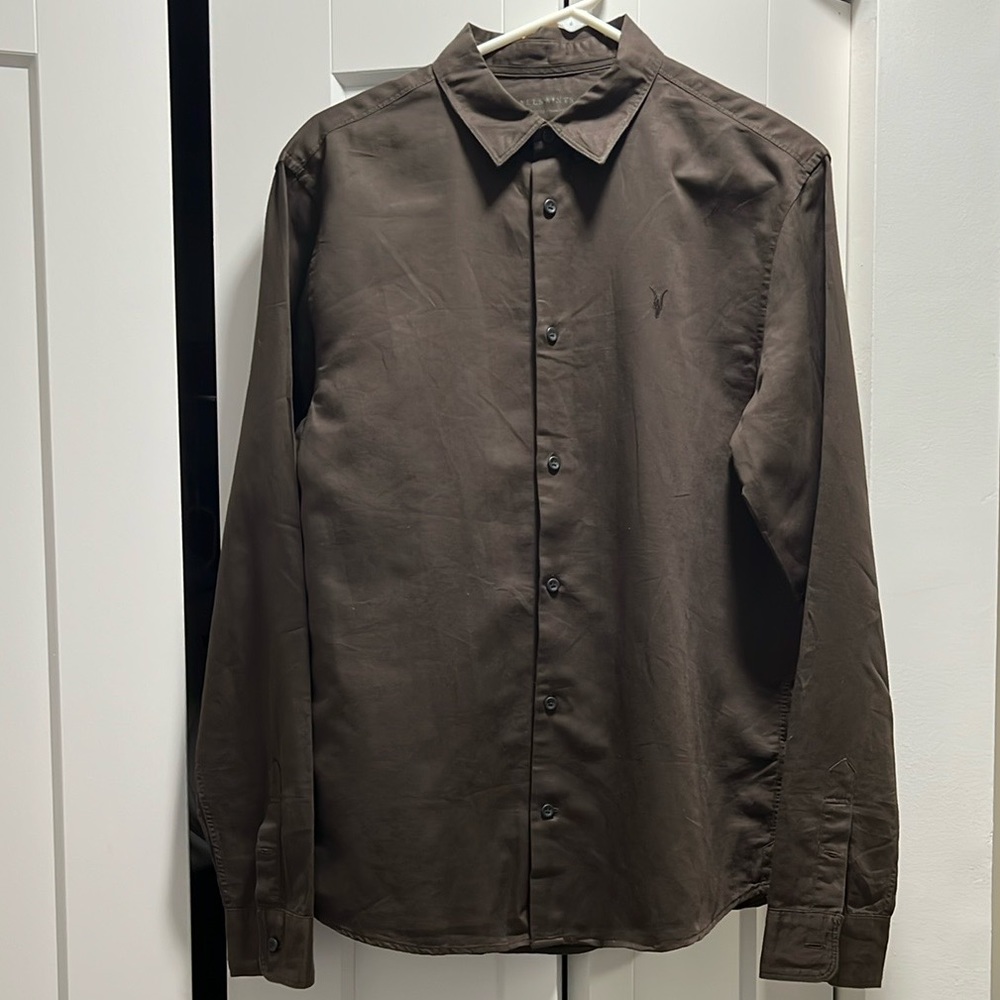 ALL SAINTS Hermosa Long Sleeve Brown Shirt